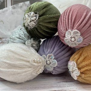 Royal Burgundy Velvet Set of 6 Easter Eggs